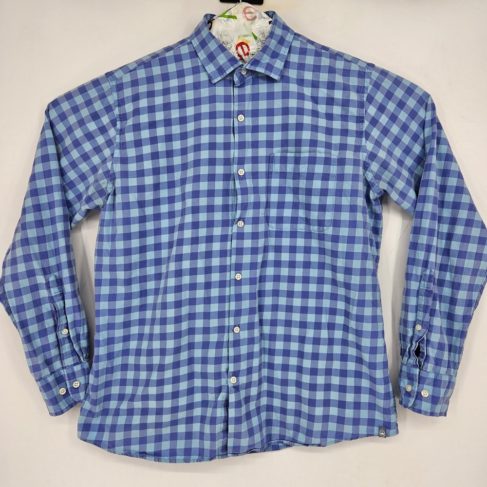 Peter Millar Shirt Mens Large Button Down Long Sleeve Preppy Blue Check Casual